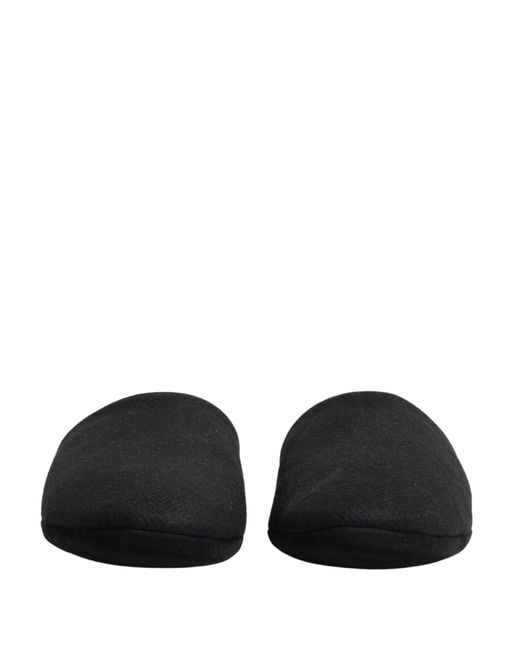 Dolce & Gabbana Black Wool Cashmere Red Quilted Slippers Shoes for men