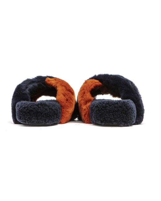 MR & MRS Blue Rabbit Fur Sandal