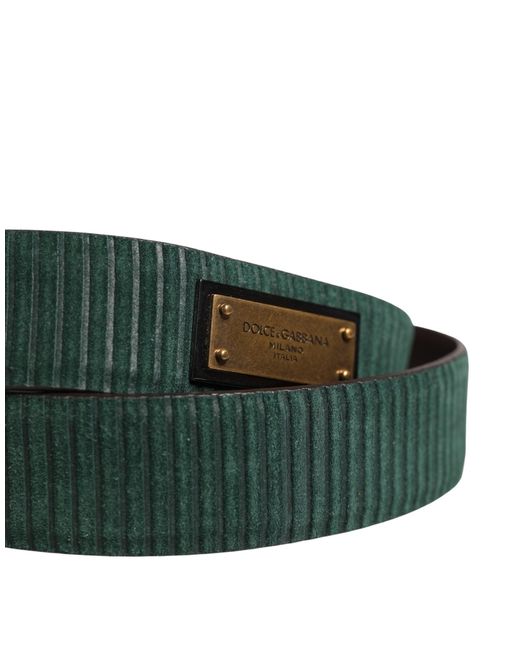 Dolce & Gabbana Green Velvet Leather Metal Buckle Belt Calf for men