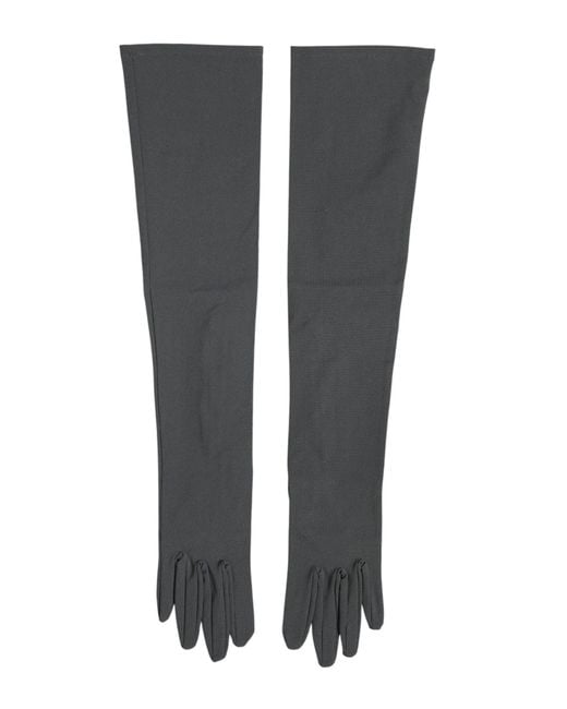 Dolce & Gabbana Dark Gray Viscose Elbow Length Mitten Men Gloves for men