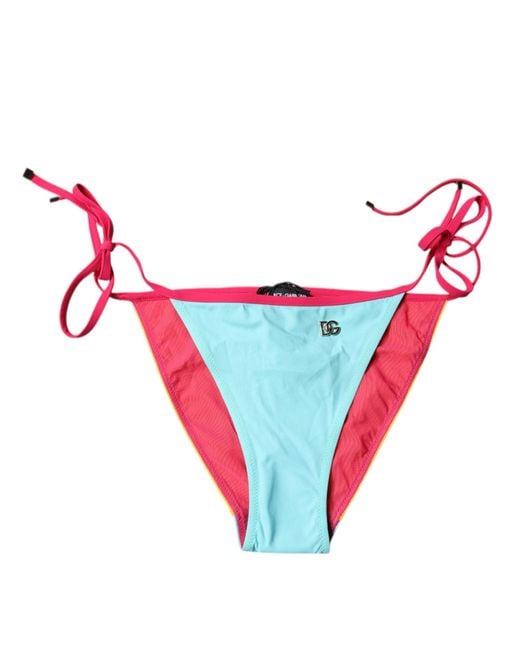 Dolce & Gabbana Red Logo Swimsuit Bikini Bottom Swimwear