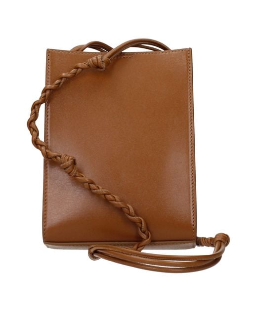 Jil Sander Brown Leather Crossbody Bag