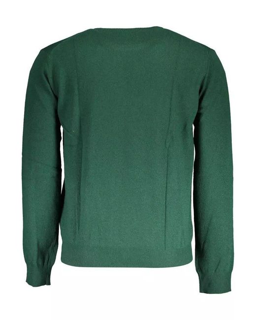 La Martina Elegant Green Embroidered Sweater for men
