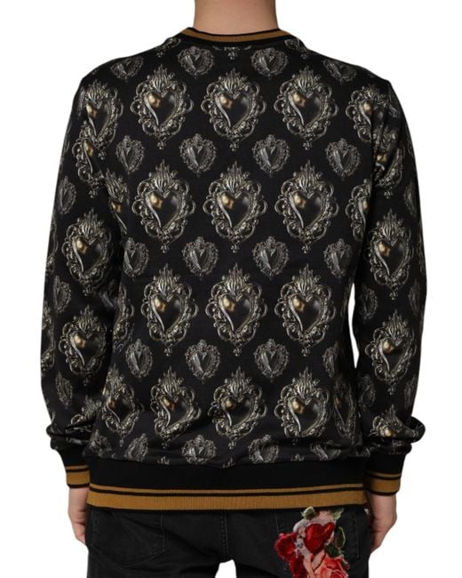Dolce & Gabbana Black Sacred Heart Cotton Sweatshirt Sweater for men