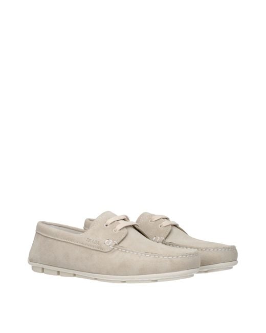 Prada Natural Mocassini Donna Camoscio Grigio/Pomice for men