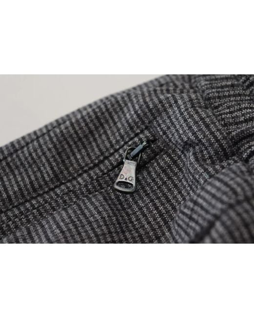 Dolce & Gabbana Blue Gray Striped Wool Skinny Trouser Pants for men