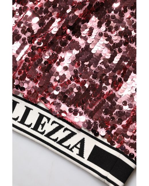 Dolce & Gabbana Red Pink Dg Queen Sequin Pullover Sweater