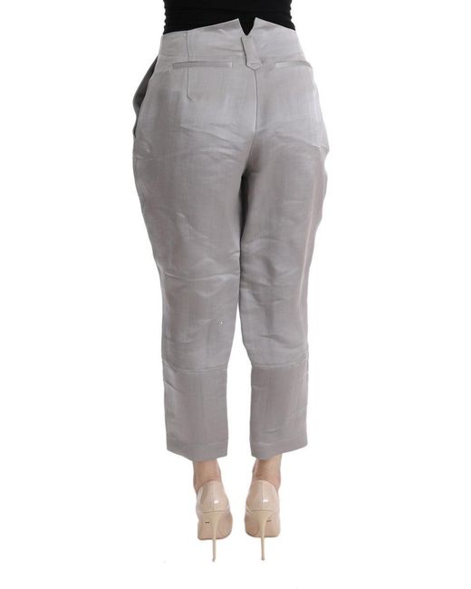 Ermanno Scervino Gray Chic Cropped Silk Pants