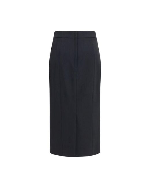 Dolce & Gabbana Blue Black Wool Oves Aries Long Skirt