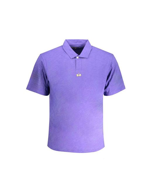 La Martina Purple Cotton Polo Shirt for men
