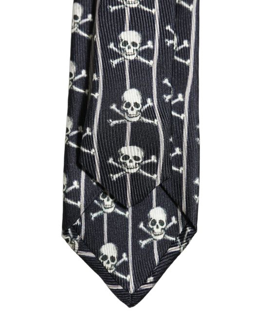 Dolce & Gabbana Men Black Silk Skull Fantasy Adjustable Tied Necktie Tie for men