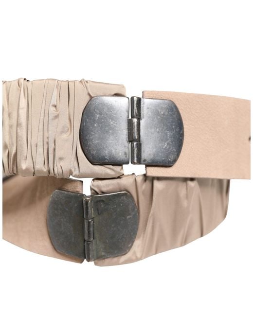 Gianfranco Ferré Natural Beige Polyester Silver Metal Buckle Waist Belt