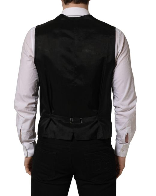 Dolce & Gabbana Black Single Breasted Men Waistcoat Vest for men