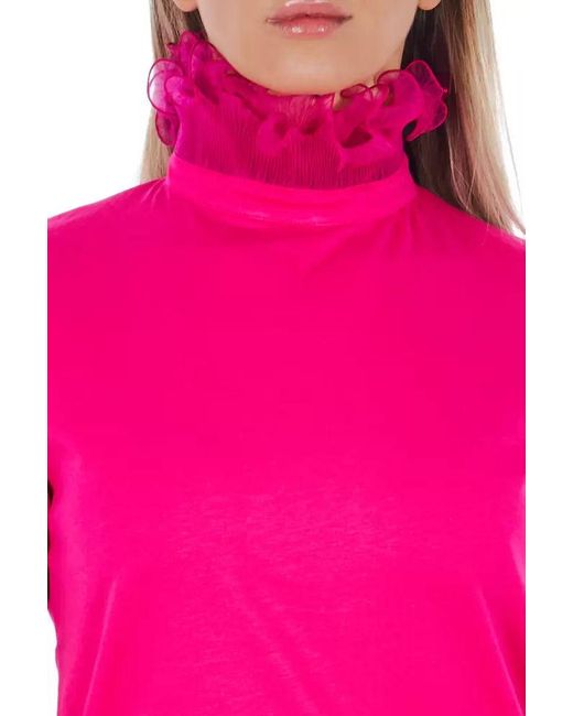 Frankie Morello Pink High Neck Short Sleeve Tops & T-shirt