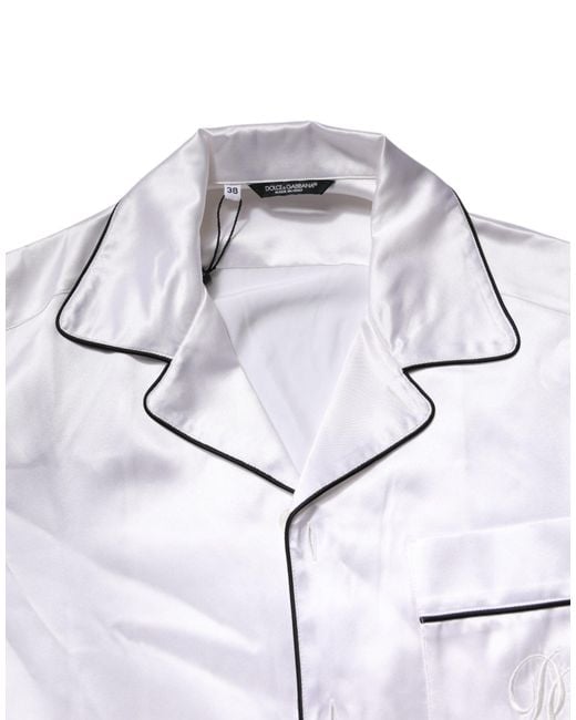 Dolce & Gabbana White Satin Silk Pajama Set Sleepwear for men