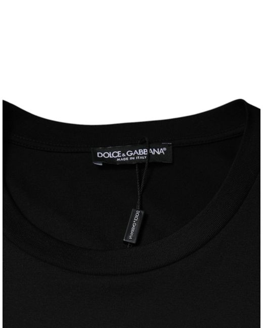 Dolce & Gabbana Black Oversized Cotton Tshirt Classic Crew Neck for men