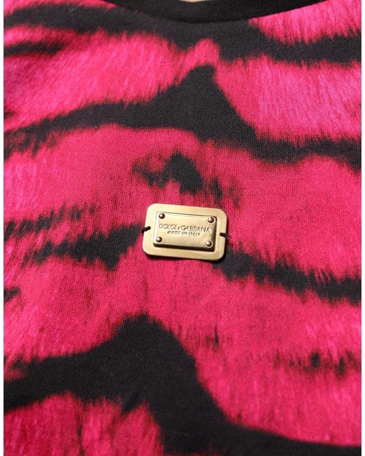 Dolce & Gabbana Black Pink Zebra Sleeveless Crew Neck Cropped T