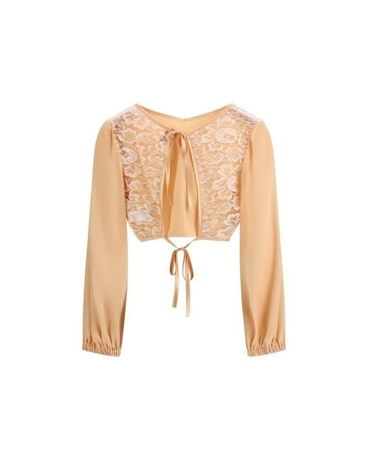Kristina Ti White Orange Silk Blouse