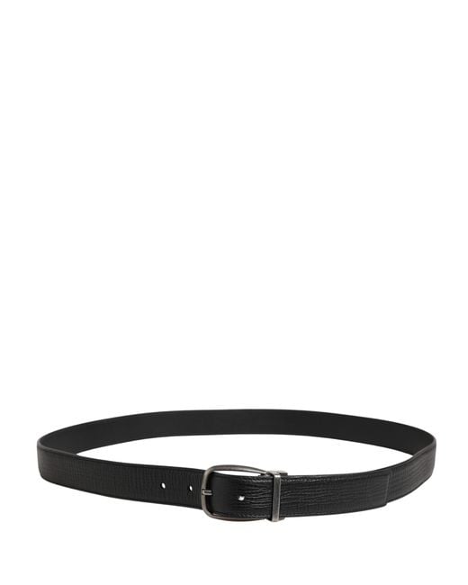 Dolce & Gabbana Black Classic Leather Metal Buckle Belt Calf for men