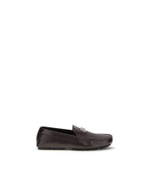 Dolce & Gabbana Black Brown Calf Leather Bos Taurus Slip for men