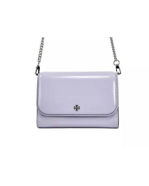 Tory Burch White Patent Emerson Patent Chain Wallet Crossbody Bag