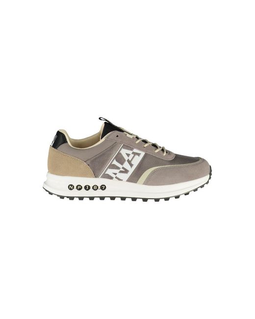 Napapijri Gray Sleek Laced Sports Sneakers With Contrast Accents for men