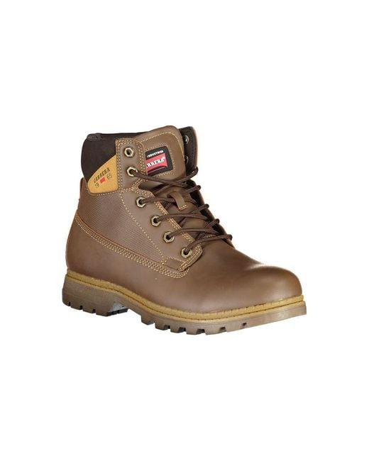 Carrera Brown Chic Lace-Up Boots With Contrasting Details for men