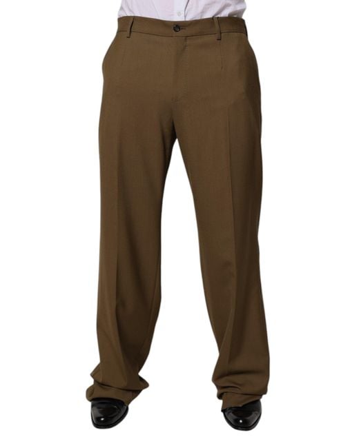 Dolce & Gabbana Brown Wool Straight Formal Dress Pants for men