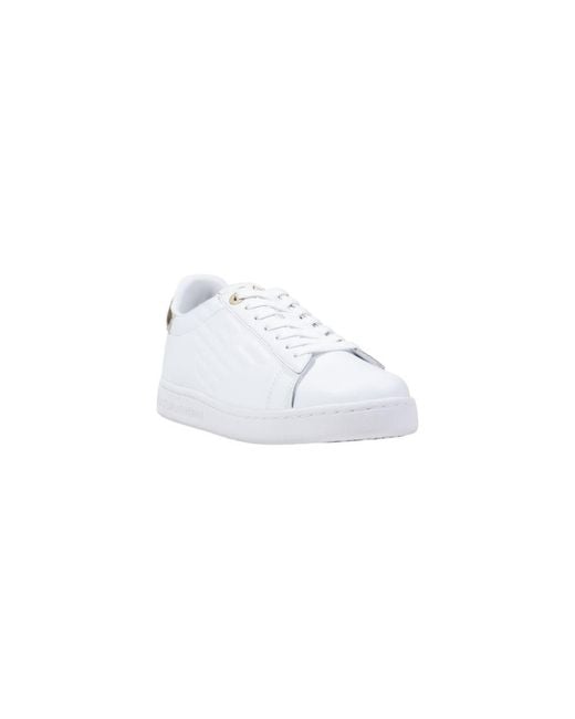 EA7 White Leather Low Top Sneakers