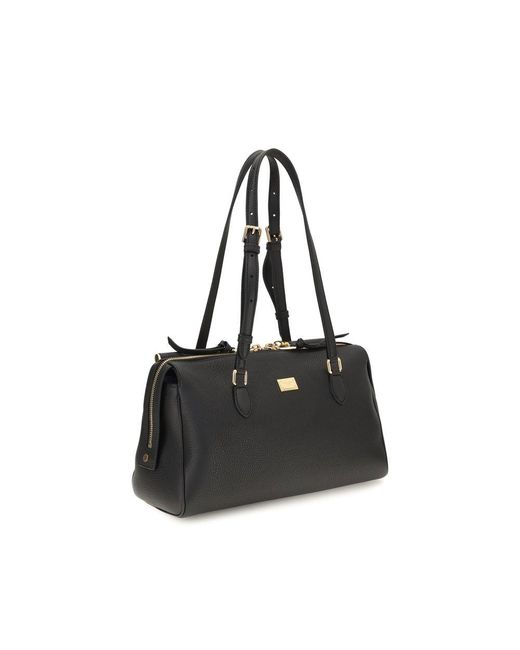 Dolce & Gabbana Black Calf Leather Bos Taurus Shoulder Bag