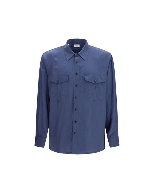 Saint Laurent Blue Viscose Dress Shirt for men