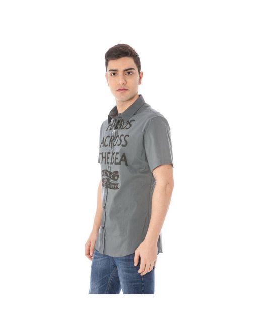 CoSTUME NATIONAL "gray Cotton Men's Shirt With Italian Collar" for men