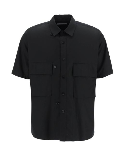 Sacai Black Acai Short-sleeved Poplin Shirt for men