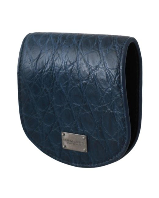 Dolce & Gabbana Blue Holder Pocket Wallet Exotic Skin Condom Case for men