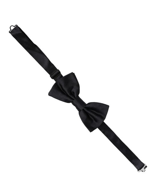 Dolce & Gabbana Black Silk Adjustable Neck Papillon Bow Tie for men