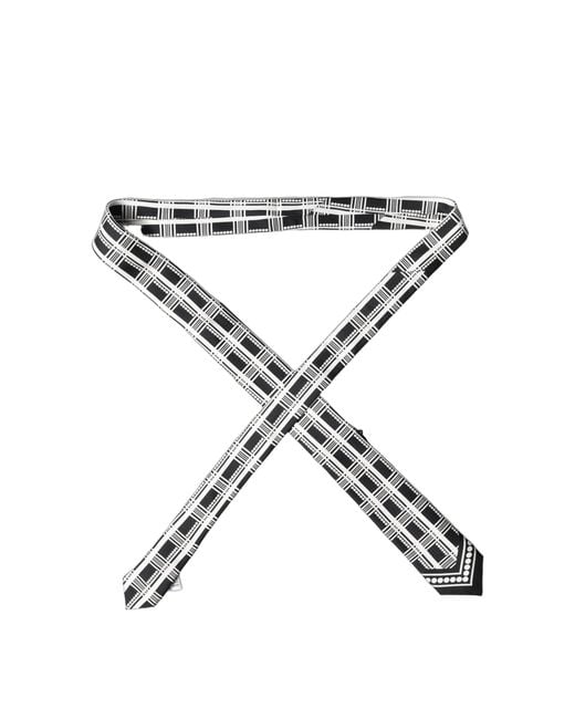 Dolce & Gabbana Black White Abstract Silk Adjustable Men Tied Necktie Tie for men