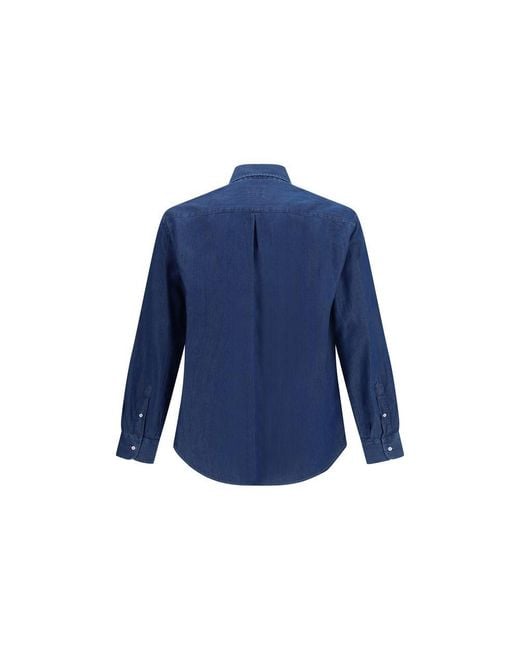Brunello Cucinelli Blue Denim Shirt for men