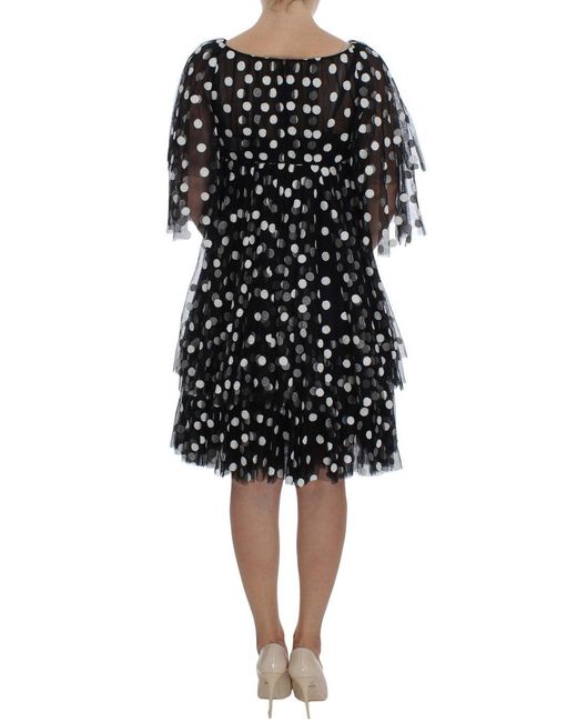Dolce & Gabbana Black Polka Dotted Ruffled Dress