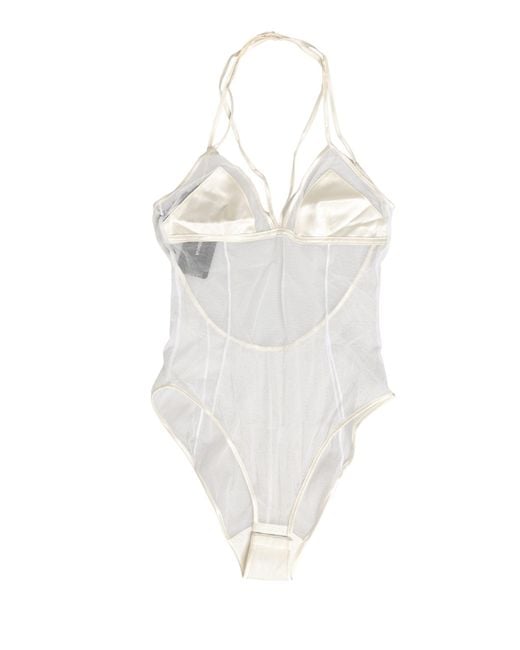 Dolce & Gabbana White Sheer Nylon Bodysuit Halterneck Underwear