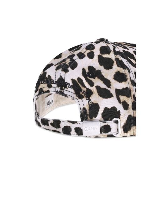 Ganni Black Multicolor Cotton Cap (baseball Hat)