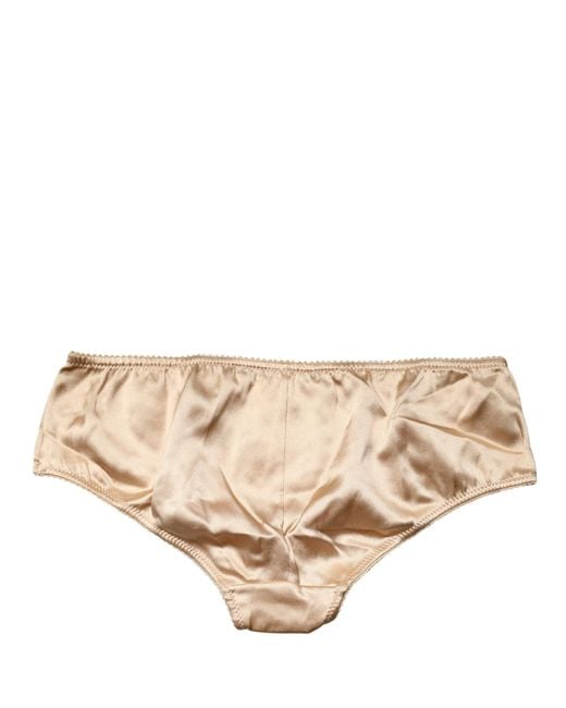 Dolce & Gabbana Natural Beige Silk Stretch Mid Waist Brief Panty Underwear