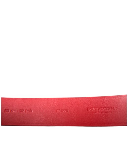 Dolce & Gabbana Red Leather Heart Metal Buckle Belt