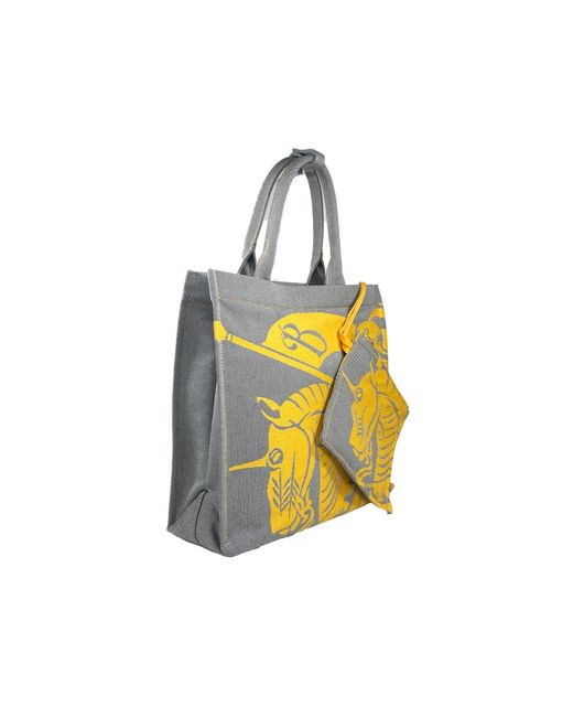 Burberry Yellow Ekd Canvas Tote Bag With Coin Pouch