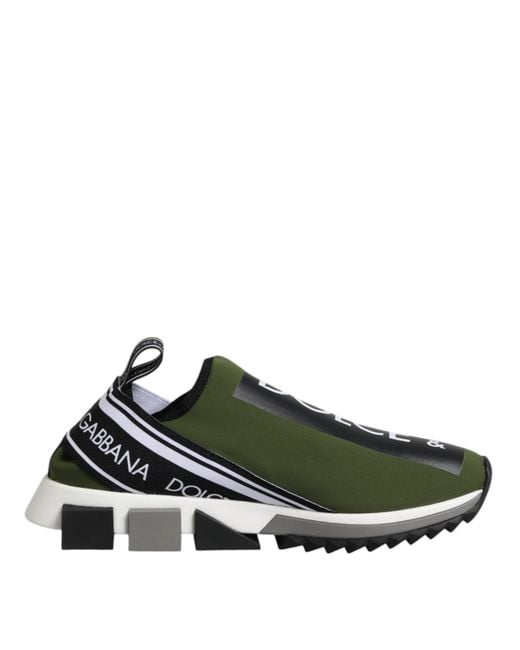 Dolce & Gabbana Green Slip On Sorrento Sneakers Shoes for men