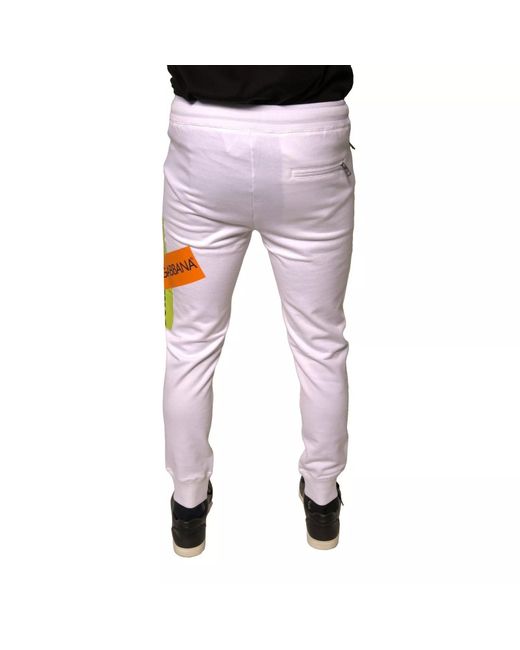 Dolce & Gabbana Pink Logo Patch Slim Fit Joggers for men