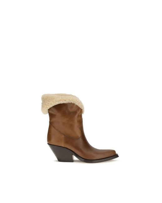 Chloé Brown Calf Leather Bos Taurus Ankle Boots