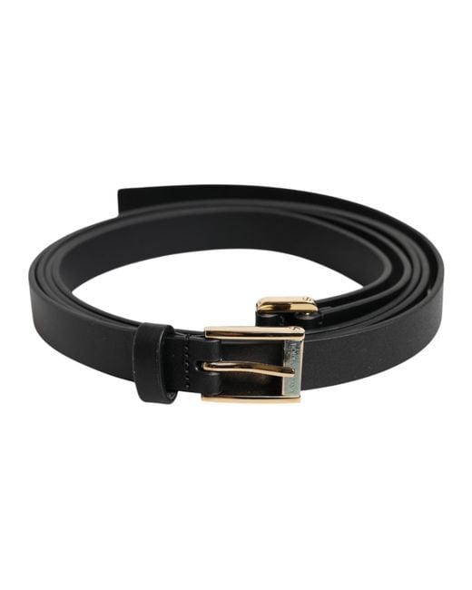 Dolce & Gabbana Black Classic Metal Logo Buckle Belt for men