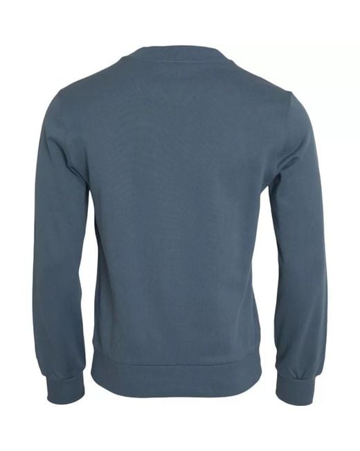 Dolce & Gabbana Blue Cotton Logo Patch Crew Neck Men Pullover Sweater for men