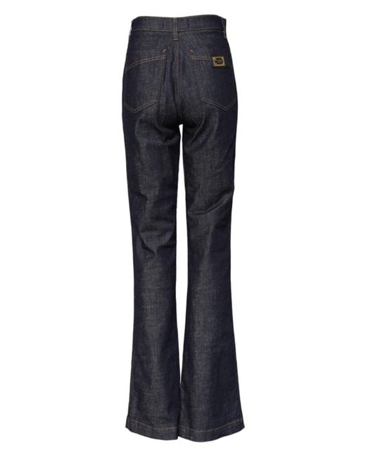 Dolce & Gabbana Dark Blue Cotton Flared Wide Leg Denim Jeans