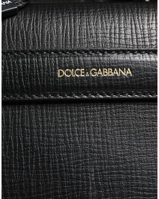 Dolce & Gabbana Black Car Man Applique Leather Weekender Borse Bag for men